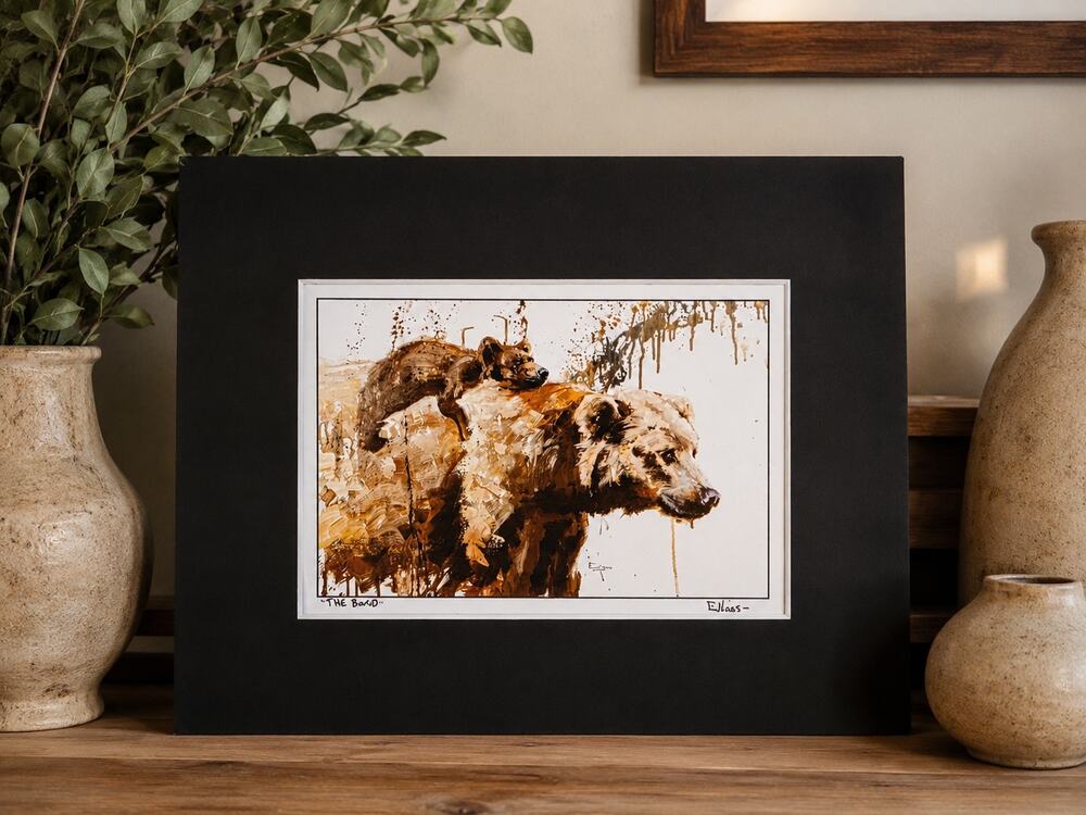 Andrew Ellingson matted print sold out THE BOND mamma and baby bear art